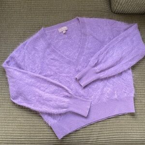 J. Crew Brushed Cashmere V-neck Cropped Sweater